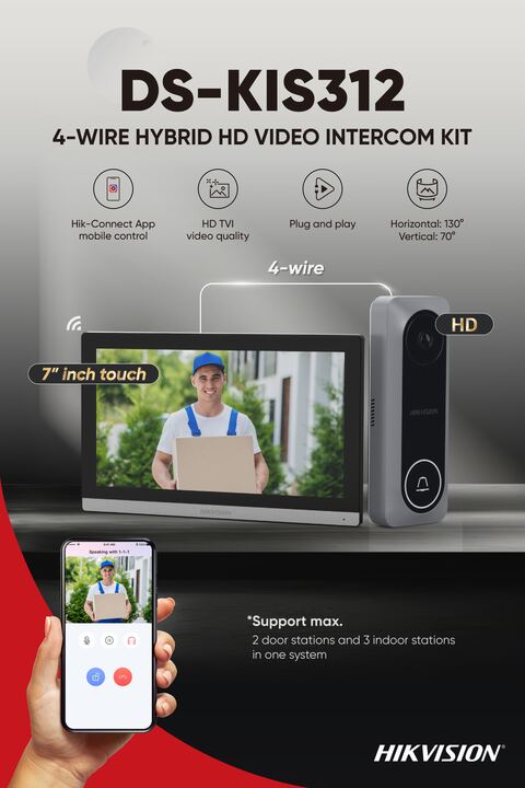 4-Wire Hybrid HD Video Intercom DS-KIS312 Kit poster cover