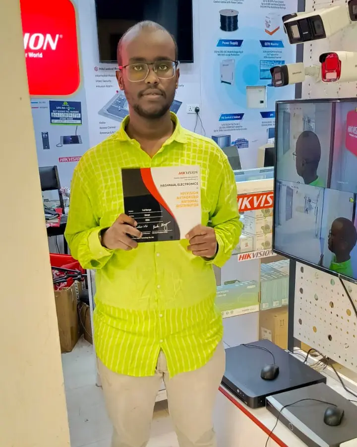 NE holding its Hikvision Authorized National Distributor certificate for Kenya, full product range