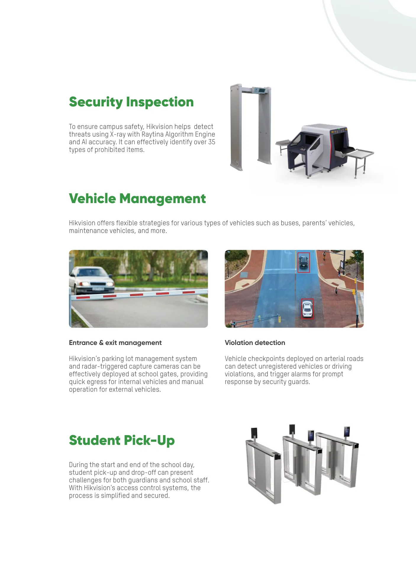 Security Inspection, Vehicle Management & Student Pick-Up.