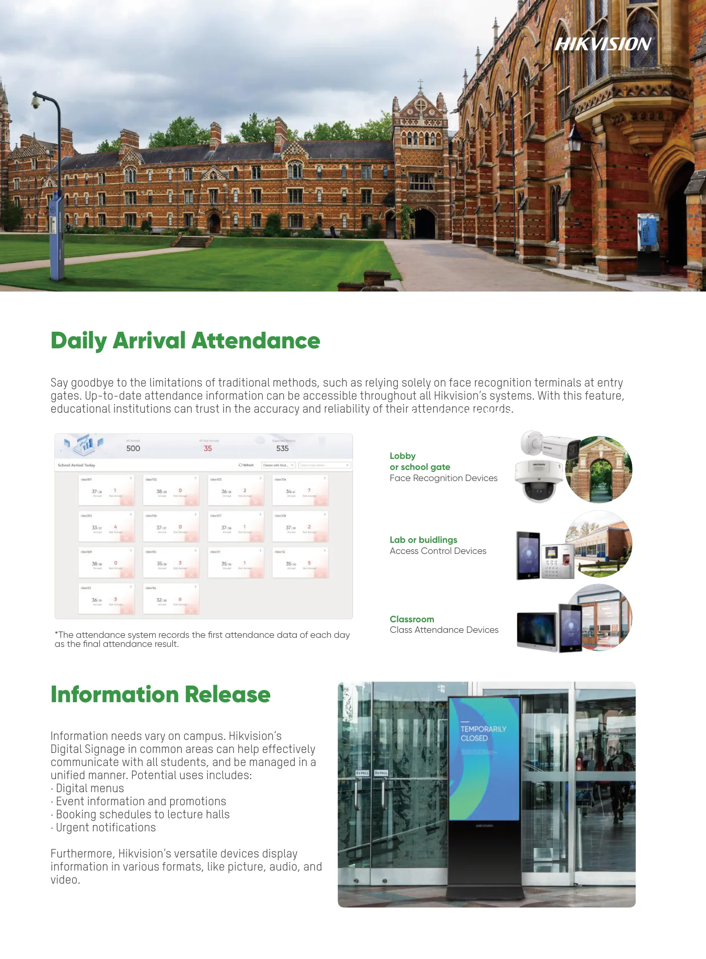 Daily Arrival Attendance & Information Release.