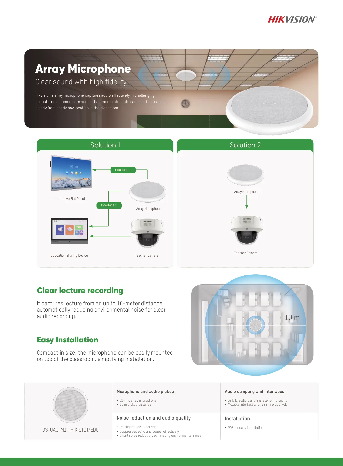 Array Microphone — clear sound, high fidelity lecture capture.