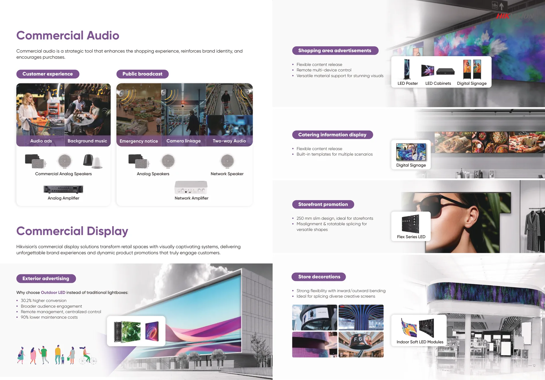 Commercial Audio & Display — promotions, broadcast and in-store atmosphere.
