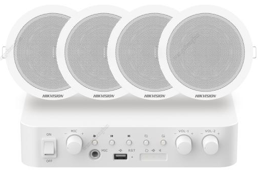 Analog Audio Kit with 60W Analog Amplifier and 4* 6W Ceiling Speakers(DS-QAE0A60G1-VB x1, DS-QAE0206G1-V x4)