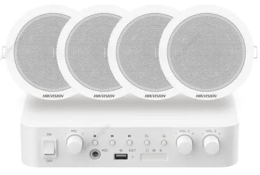 Analog Audio Kit with 60W Analog Amplifier and 4* 6W Ceiling Speakers(DS-QAE0A60G1-VB x1, DS-QAE0206G1-V x4)