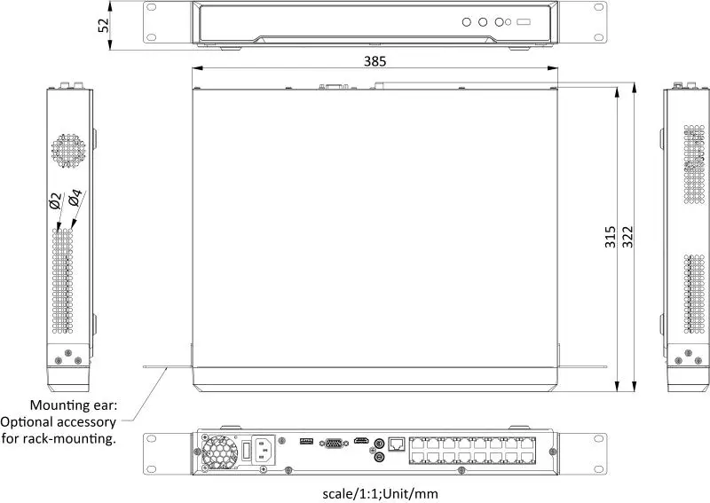 16CH 16 PORT POE 2 HDD Q Series NVR — DS-7616NI-Q2/16P(E)(STD) — view 2