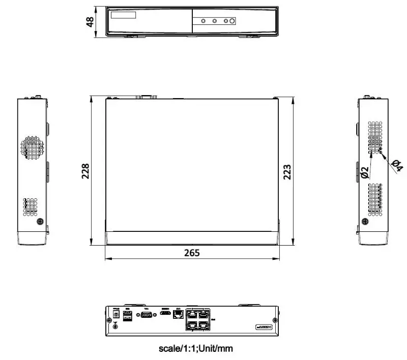 4CH 4 PORT POE 1 HDD Q Series NVR — DS-7104NI-Q1/4P/M(STD)(D) — view 3