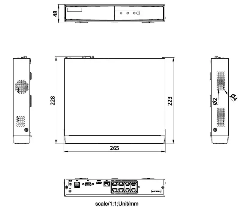 8CH 8 PORT POE 1 HDD Q Series NVR — DS-7108NI-Q1/8P/M(STD)(D) — view 3