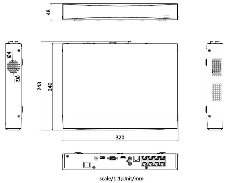 8CH 8 PORT POE 1 HDD K Series NVR — DS-7608NXI-K1/8P(STD)(B) — view 2