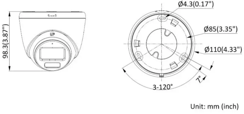 HD-1080P Smart Hybrid Light ColorVu Turret with Audio-40M —  DS-2CE72DF0T-LFS(3.6mm)(O-STD) — view 2