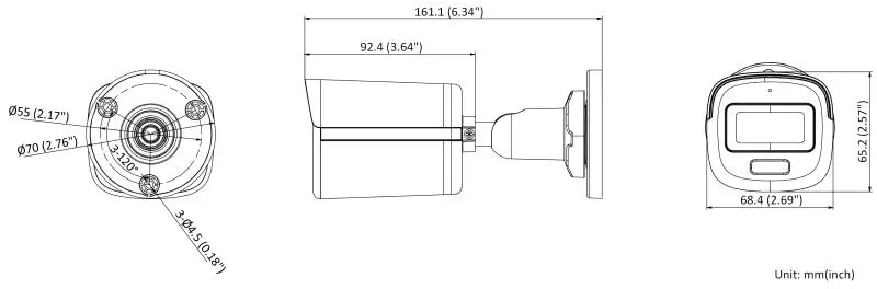 HD-3K Smart Hybrid Light ColorVu Bullet with Audio-20M — DS-2CE10KF0T-LPFS(3.6mm)(O-STD) — view 4
