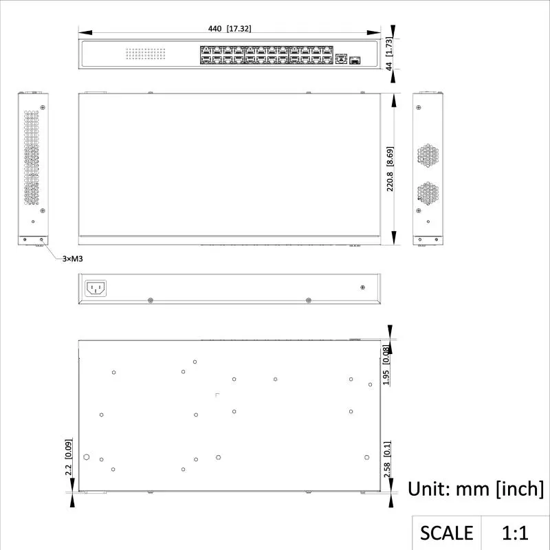 24 Port Gigabit Unmanaged POE Switch — DS-3E0526P-E(O-STD)(B) — view 2